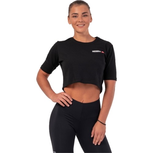 Nebbia Minimalist Logo 600 krótka koszulka dla kobiet - Black