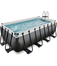 EXIT Black Leather basen 400x200x122cm z pompą filtrującą - czarny