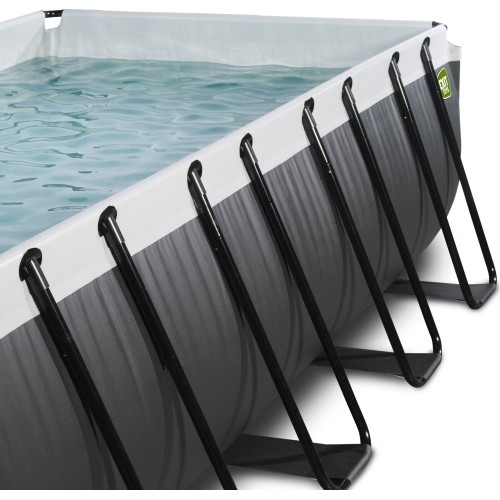 EXIT Black Leather basen 400x200x122cm z pompą filtrującą - czarny