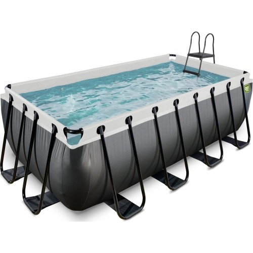 EXIT Black Leather basen 400x200x122cm z pompą filtrującą piasek - czarny