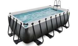 EXIT Black Leather basen 400x200x122cm z pompą filtrującą piasek - czarny