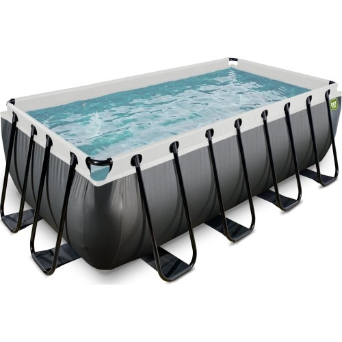 EXIT Black Leather basen 400x200x122cm z pompą filtrującą piasek - czarny