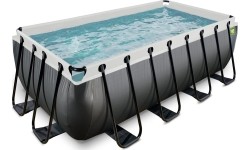 EXIT Black Leather basen 400x200x122cm z pompą filtrującą piasek - czarny