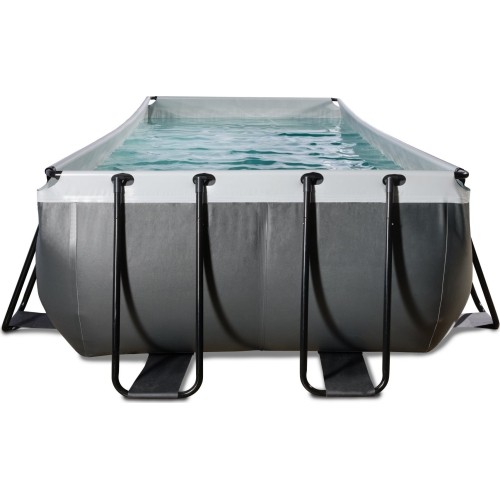 EXIT Black Leather basen 400x200x122cm z pompą filtrującą piasek - czarny