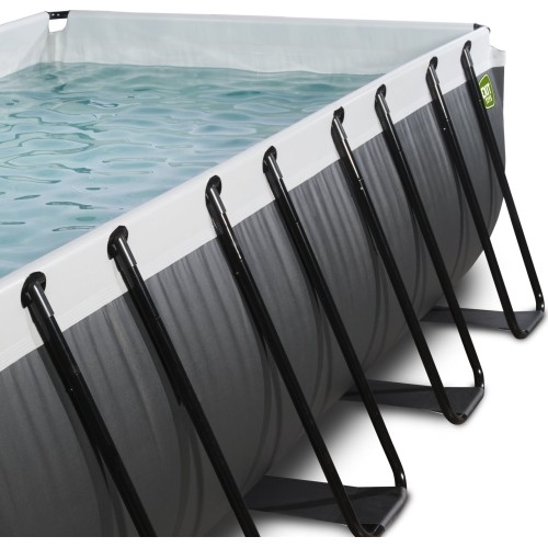 EXIT Black Leather basen 400x200x122cm z pompą filtrującą piasek - czarny