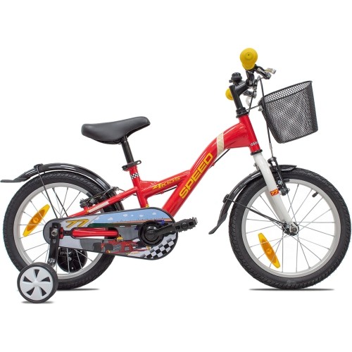 Rower dziecięcy 4KIDS Speed 16", 1-biegowy, rozmiar 9,5" (24 cm), czerwony