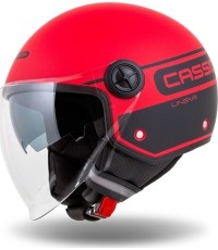 Kask motocyklowy Cassida Handy Plus Linear Pearl matowy czerwono-czarny