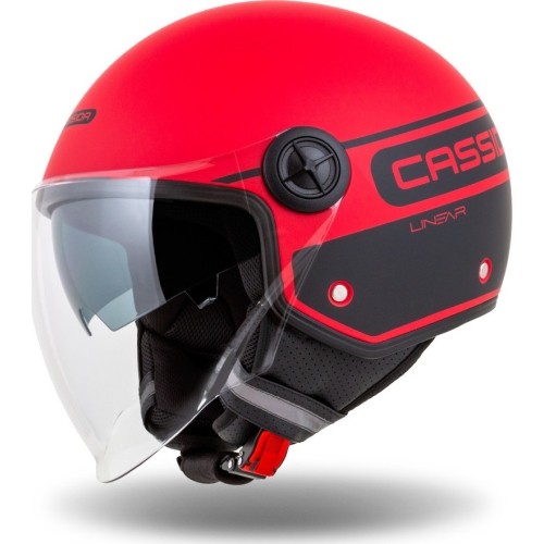 Kask motocyklowy Cassida Handy Plus Linear Pearl matowy czerwono-czarny