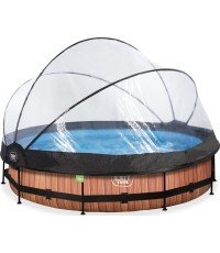 Basen EXIT Wood ø360 x 76 cm z zadaszeniem i pompą z filtrem