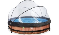 Basen EXIT Wood ø360 x 76 cm z zadaszeniem i pompą z filtrem