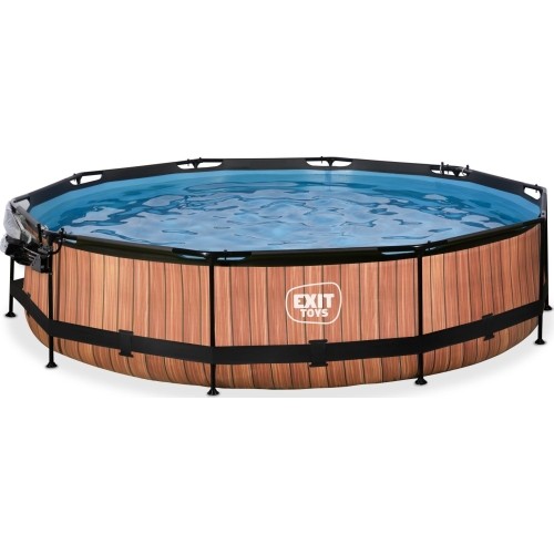 Basen EXIT Wood ø360 x 76 cm z zadaszeniem i pompą z filtrem