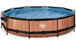 Basen EXIT Wood ø360 x 76 cm z zadaszeniem i pompą z filtrem
