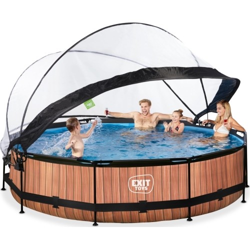 Basen EXIT Wood ø360 x 76 cm z zadaszeniem i pompą z filtrem
