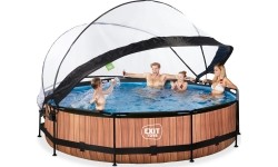 Basen EXIT Wood ø360 x 76 cm z zadaszeniem i pompą z filtrem