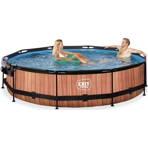 Basen EXIT Wood ø360 x 76 cm z zadaszeniem i pompą z filtrem
