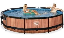 Basen EXIT Wood ø360 x 76 cm z zadaszeniem i pompą z filtrem