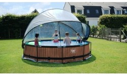 Basen EXIT Wood ø360 x 76 cm z zadaszeniem i pompą z filtrem