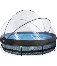 Basen EXIT Kamienny ø360 x 76 cm z zadaszeniem i pompą z filtrem