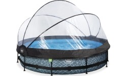 Basen EXIT Kamienny ø360 x 76 cm z zadaszeniem i pompą z filtrem