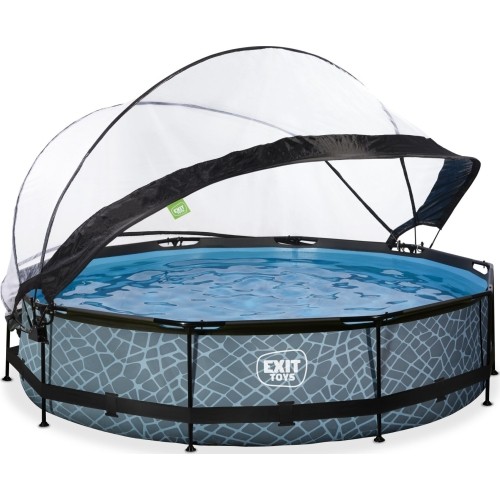 Basen EXIT Kamienny ø360 x 76 cm z zadaszeniem i pompą z filtrem