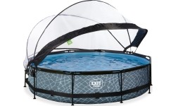 Basen EXIT Kamienny ø360 x 76 cm z zadaszeniem i pompą z filtrem