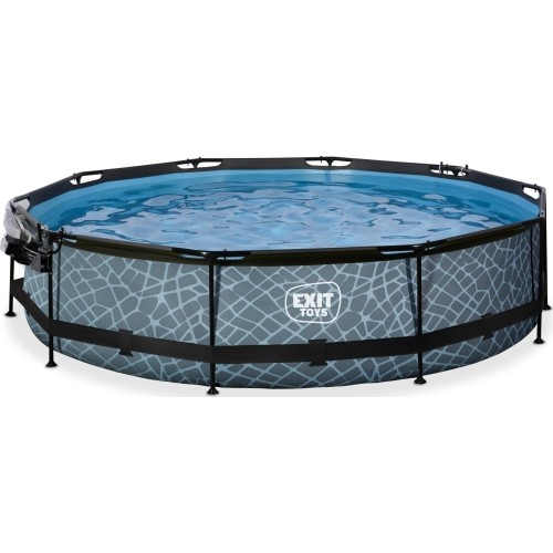 Basen EXIT Kamienny ø360 x 76 cm z zadaszeniem i pompą z filtrem