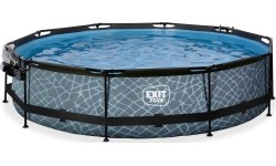 Basen EXIT Kamienny ø360 x 76 cm z zadaszeniem i pompą z filtrem