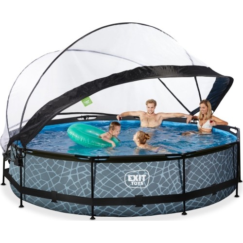 Basen EXIT Kamienny ø360 x 76 cm z zadaszeniem i pompą z filtrem