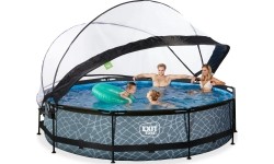 Basen EXIT Kamienny ø360 x 76 cm z zadaszeniem i pompą z filtrem