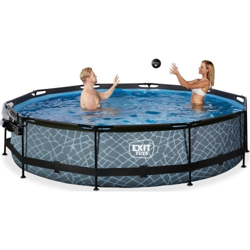 Basen EXIT Kamienny ø360 x 76 cm z zadaszeniem i pompą z filtrem