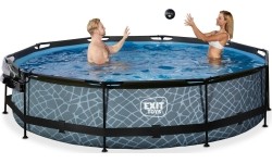 Basen EXIT Kamienny ø360 x 76 cm z zadaszeniem i pompą z filtrem