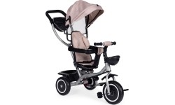 Trójkołowy rowerek spacerówka 2w1 obracane siedzisko składany daszek - beżowy ECOTOYS