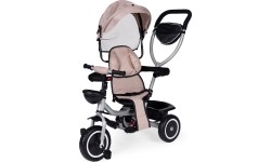 Rowerek trójkołowy z pchaczem 2w1 ECOTOYS, obrotowe siedzisko, składany daszek, beżowy