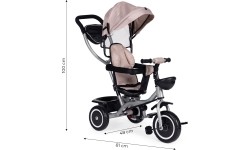 Rowerek trójkołowy z pchaczem 2w1 ECOTOYS, obrotowe siedzisko, składany daszek, beżowy