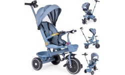 Rowerek trójkołowy-wózek 2w1 obrotowe siedzisko składany daszek niebieski - ECOTOYS