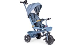 Rowerek trójkołowy spacerówka 2w1 obracane siedzisko składany daszek niebieski - ECOTOYS