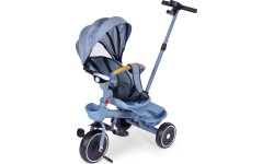Rowerek trójkołowy spacerówka 2w1 obracane siedzisko składany daszek niebieski - ECOTOYS