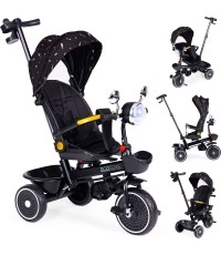 Rowerek trójkołowy dziecięcy z obrotowym siedziskiem i rączką, czarny ECOTOYS