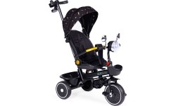 Rowerek trójkołowy dla dzieci spacerówka obracane siedzisko pchacz czarny ECOTOYS