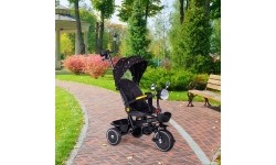 Rowerek trójkołowy dla dzieci spacerówka obracane siedzisko pchacz czarny ECOTOYS