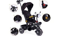 Rowerek trójkołowy dla dzieci spacerówka obracane siedzisko pchacz czarny ECOTOYS
