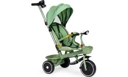 Rowerek trójkołowy z pchaczem 2w1, obrotowe siedzisko, składany daszek, zielony - ECOTOYS