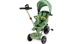 Rowerek trójkołowy z pchaczem 2w1, obrotowe siedzisko, składany daszek, zielony - ECOTOYS