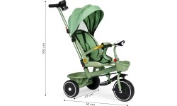 Rowerek trójkołowy spacerówka 2w1 obracane siedzisko składany daszek zielony - ECOTOYS