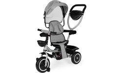 Trójkołowy rowerek spacerówka 2w1 obracane siedzisko składany daszek - szary ECOTOYS