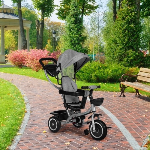 Rowerek trójkołowy 2w1 ECOTOYS, obrotowe siedzisko, składany daszek, szary