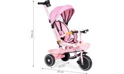 Rowerek trójkołowy 2w1 z obrotowym siedziskiem i składanym daszkiem, różowy - ECOTOYS