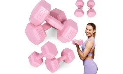 Hantle sześciokątne zestaw 2x2 kg ciężarki do ćwiczeń obciążniki fitness różowe ModernHome