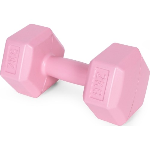 Hantle sześciokątne zestaw 2x2 kg ciężarki do ćwiczeń obciążniki fitness różowe ModernHome
