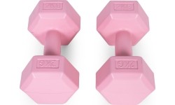 Hantle sześciokątne zestaw 2x2 kg ciężarki do ćwiczeń obciążniki fitness różowe ModernHome